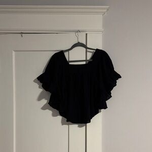 Madewell Black Ruffle Gauzy Butterfly Top